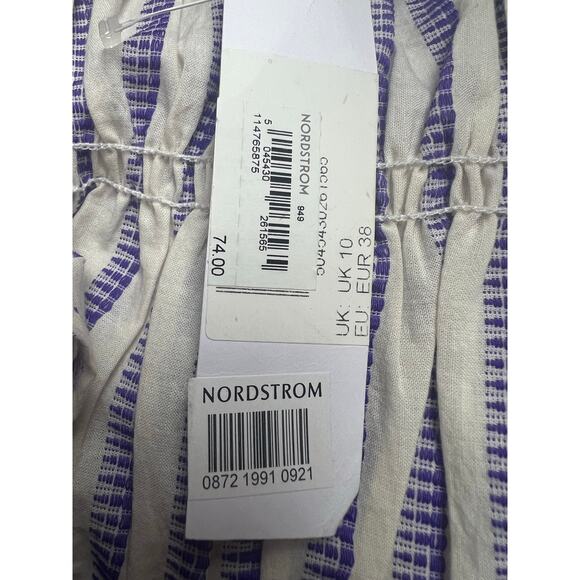 NWT Topshop Striped Romper Womens Playsuit Keyhole Tie front Pinup Smocked - Picture 9 of 10